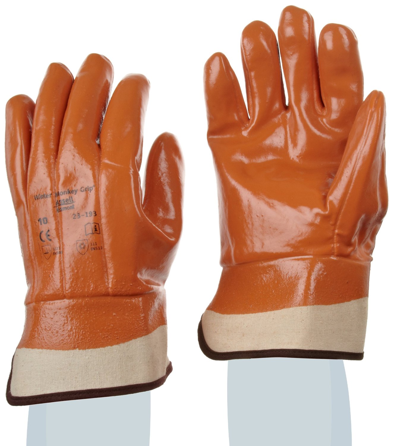 Ansell 23-173 Cold Protection Gloves,PVC,L,Tan,PR